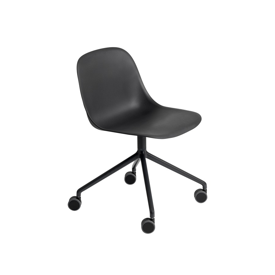 무토 화이버 사이드 체어 Fiber Side Chair Swivel Base W.Castors Black/Black