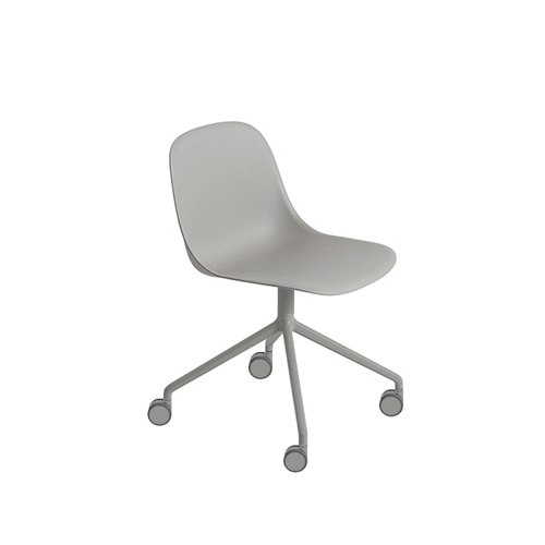 무토 화이버 사이드 체어 Fiber Side Chair Swivel Base W.Castors Grey/Grey