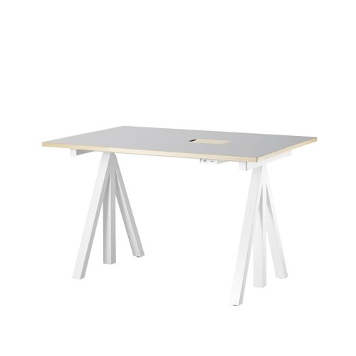 스트링 시스템 웍스 테이블 String System Height adjustable work desks Light Grey Linoleum Top + White Frame