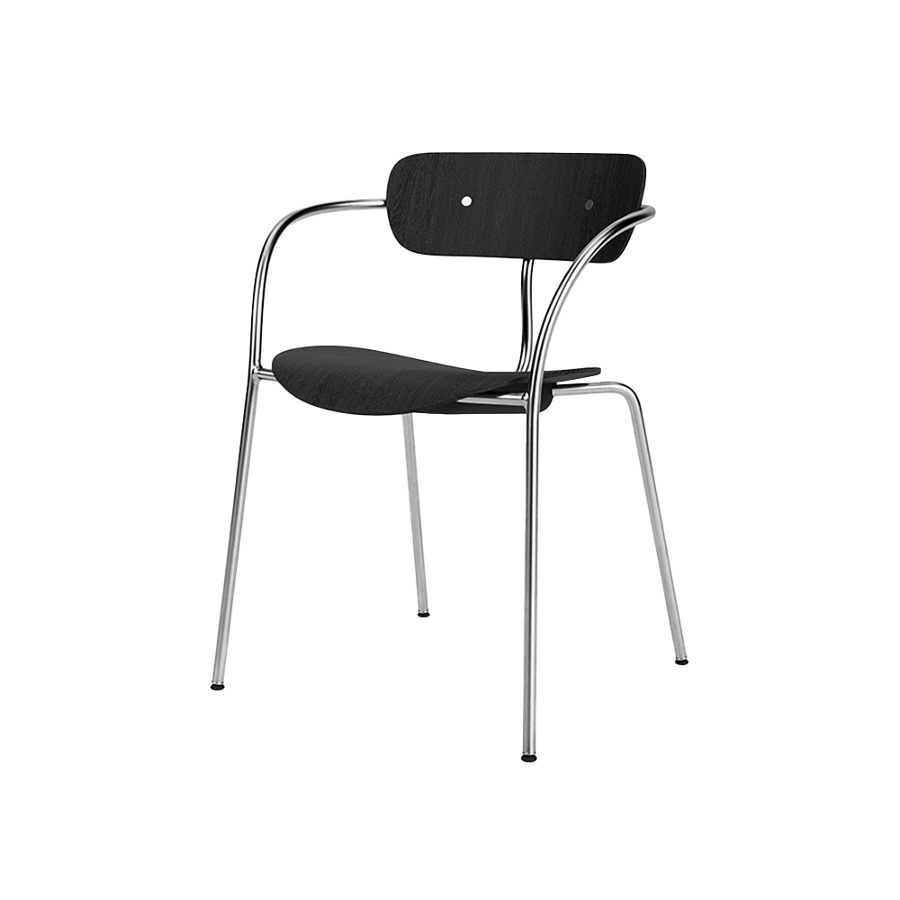 앤트레디션 파빌리온 암체어 Pavilion Arm Chair AV2 Chrome / Black Lacquered Oak / Chrome Fitting
