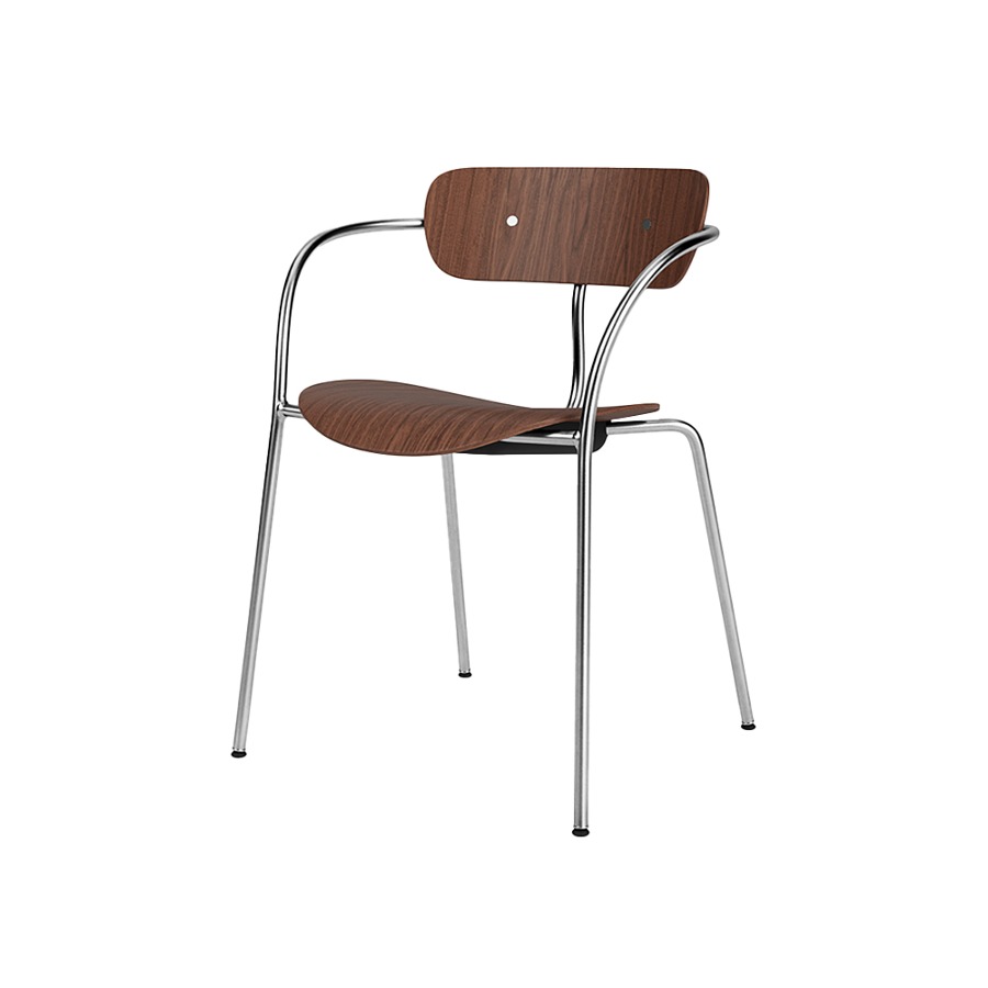 앤트레디션 파빌리온 암체어 Pavilion Arm Chair AV2 Chrome/Lacquered Walnut/Chrome Fitting