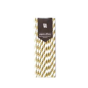 Stripe Gold Paper Straw 10p