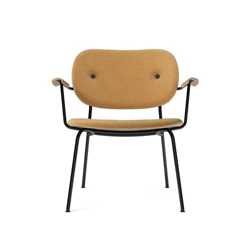 메누 코 라운지 체어 Co Lounge Chair, Fully Upholstered Black Steel / Natural Oak / Moss 022