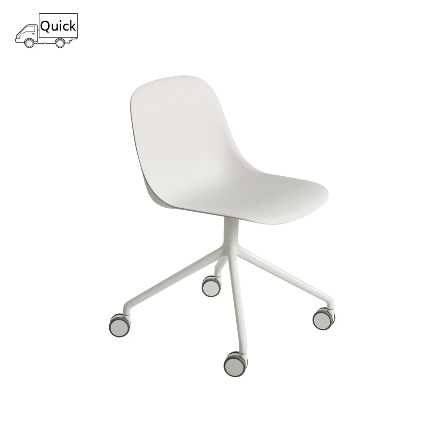 무토 화이버 사이드 체어 Fiber Side Chair Swivel Base W.Castors White/White