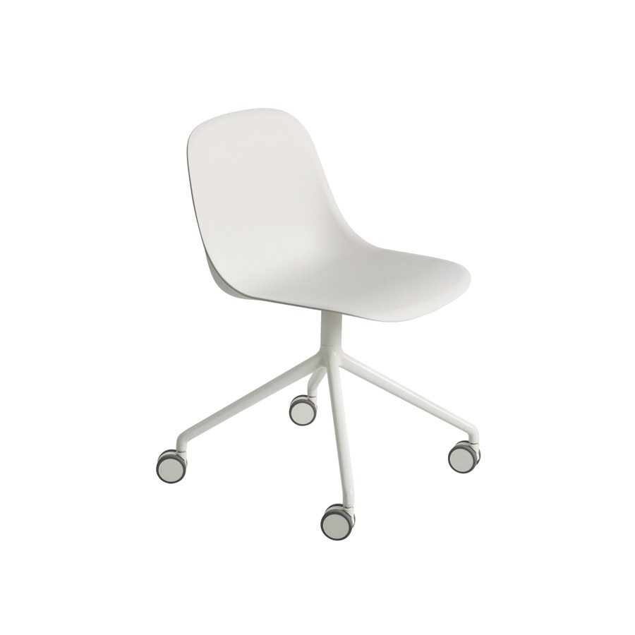 무토 화이버 사이드 체어 Fiber Side Chair Swivel Base W.Castors White / White