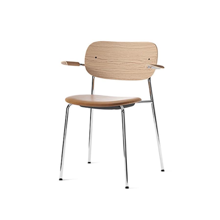 메누 코 체어 W 암레스트 Co Chair w Armrest, Seat Upholstered Chrome / Natural Oak / Dakar 0250