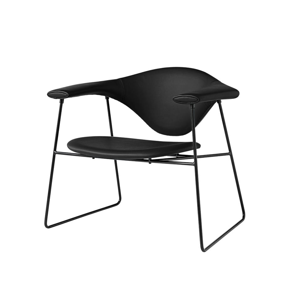 마스쿨로 라운지 체어 Masculo Lounge Chair Sled Base / Leather Black