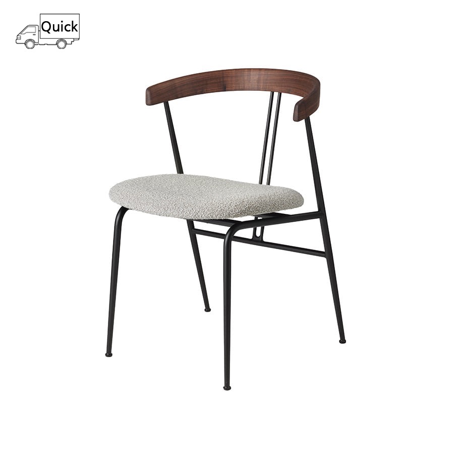 구비 바이올린 다이닝 체어 Violin Dining Chair Seat Upholstered, Black Base / Walnut