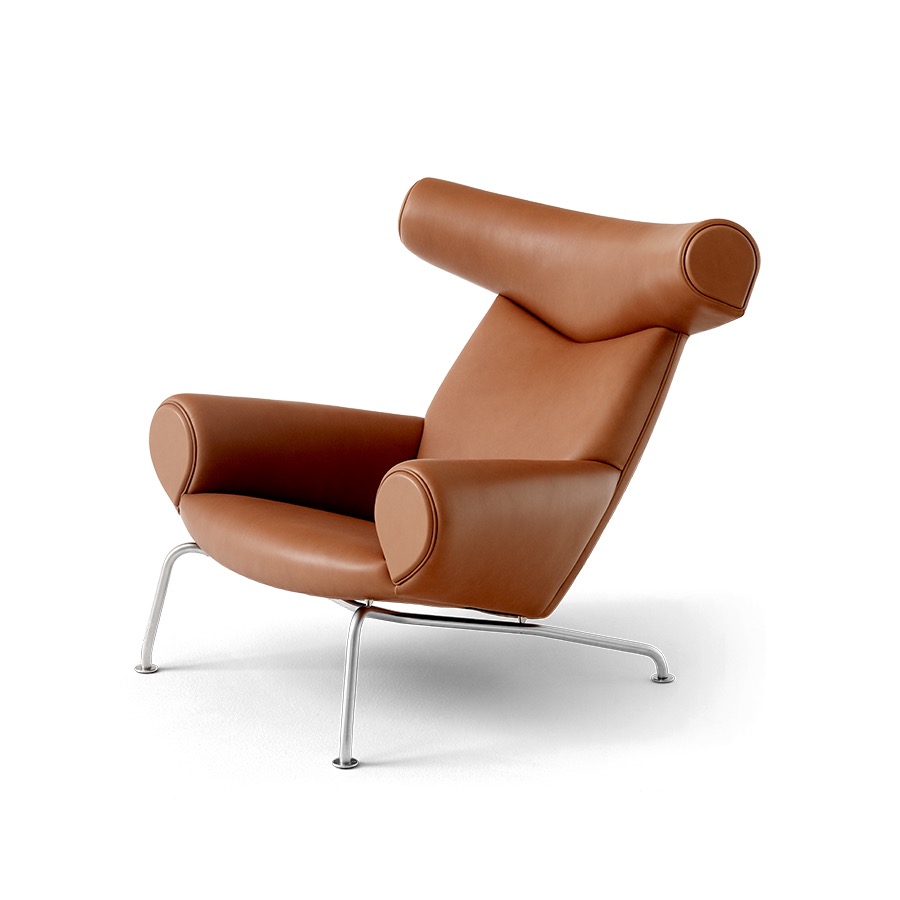 프레데리시아 웨그너 옥스 라운지 체어 Wegner Ox Lounge Chair Chrome Legs / Leather Cognac