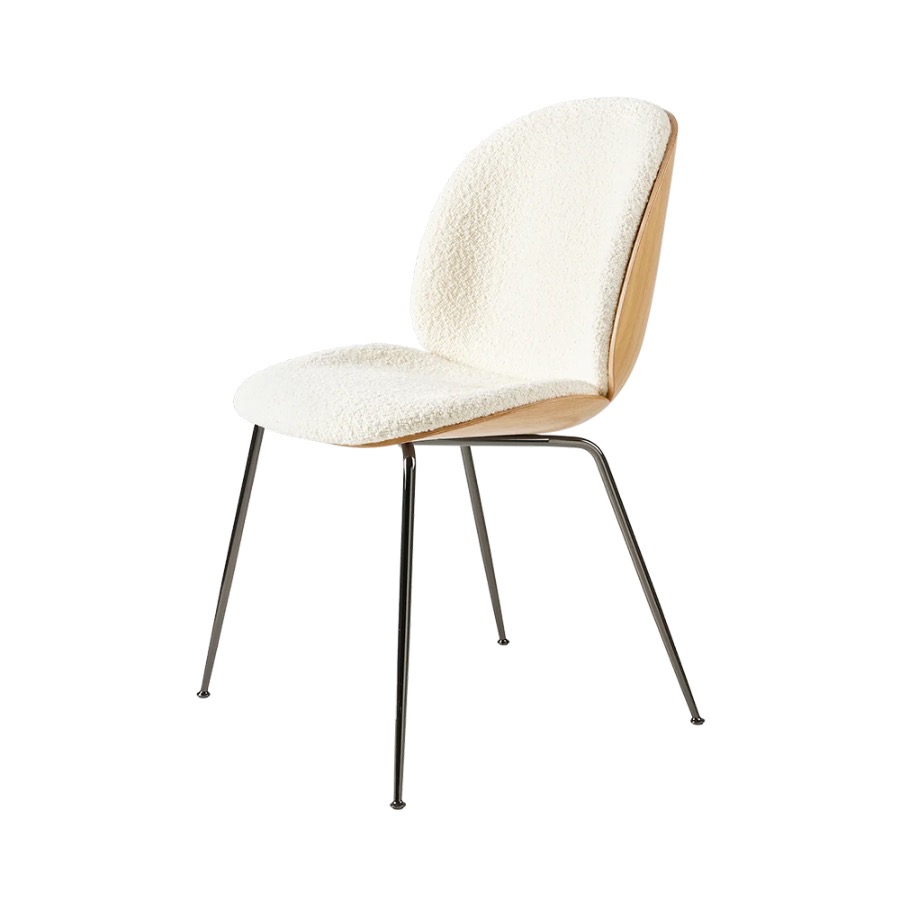 구비 비틀 다이닝 체어 Beetle Dining Chair Front Upholstered Black Chrome Base/Oak/Karakorum001