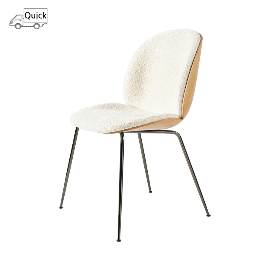구비 비틀 다이닝 체어 Beetle Dining Chair Front Upholstered Black Chrome Base/Oak/Karakorum001