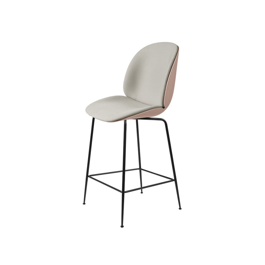 구비 비틀 카운터 체어Beetle Counter Chair Front Upholstered Black Leg, Pink Shell/Waterborn0123