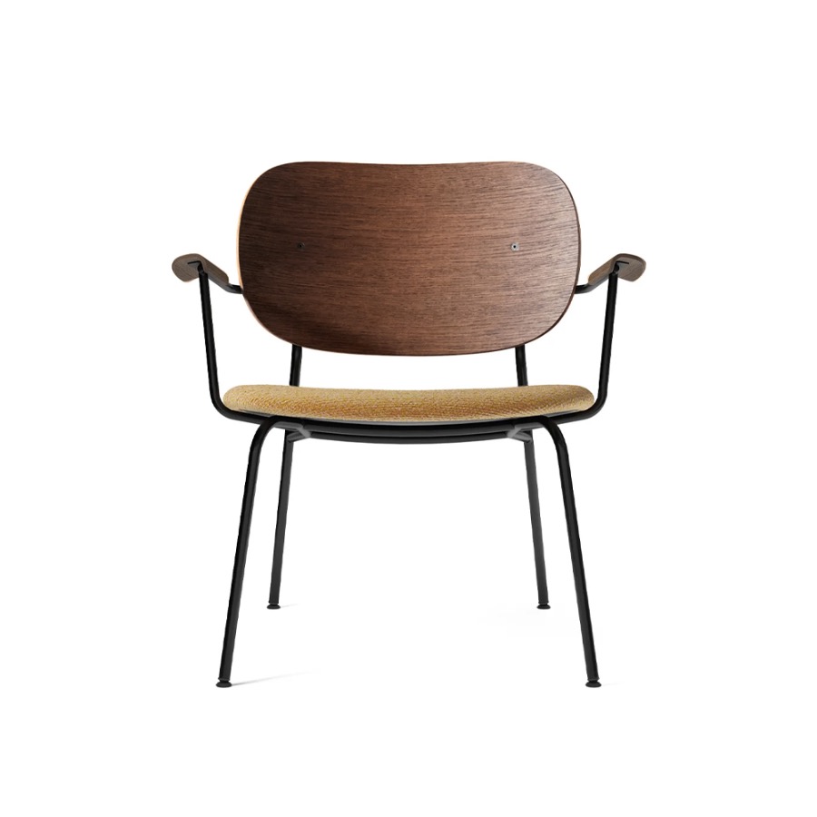 오도 코펜하겐 코 라운지 체어 Co Lounge Chair, Seat Upholstered Black Steel / Dark Stained Oak / Moss 022