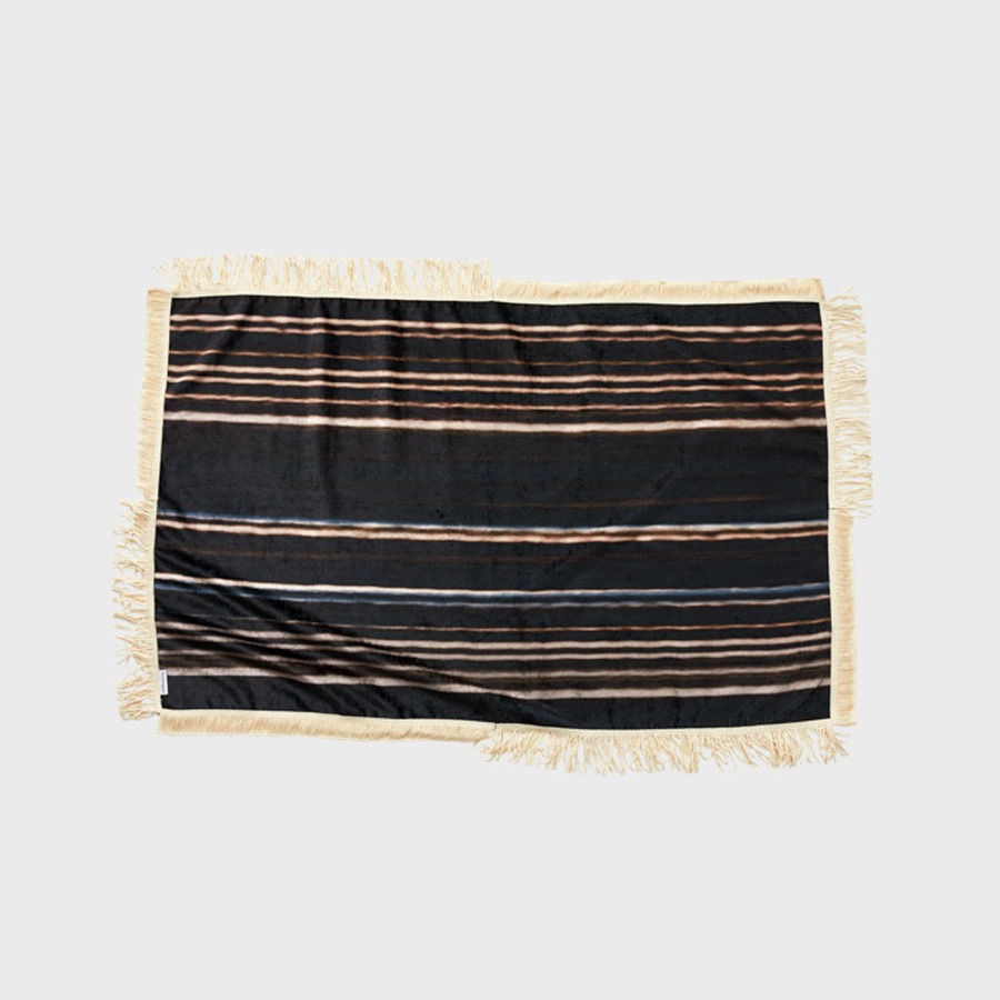 페이드 라인 테슬 블랭킷 - 브라운 Fade line tassel blanket - brown