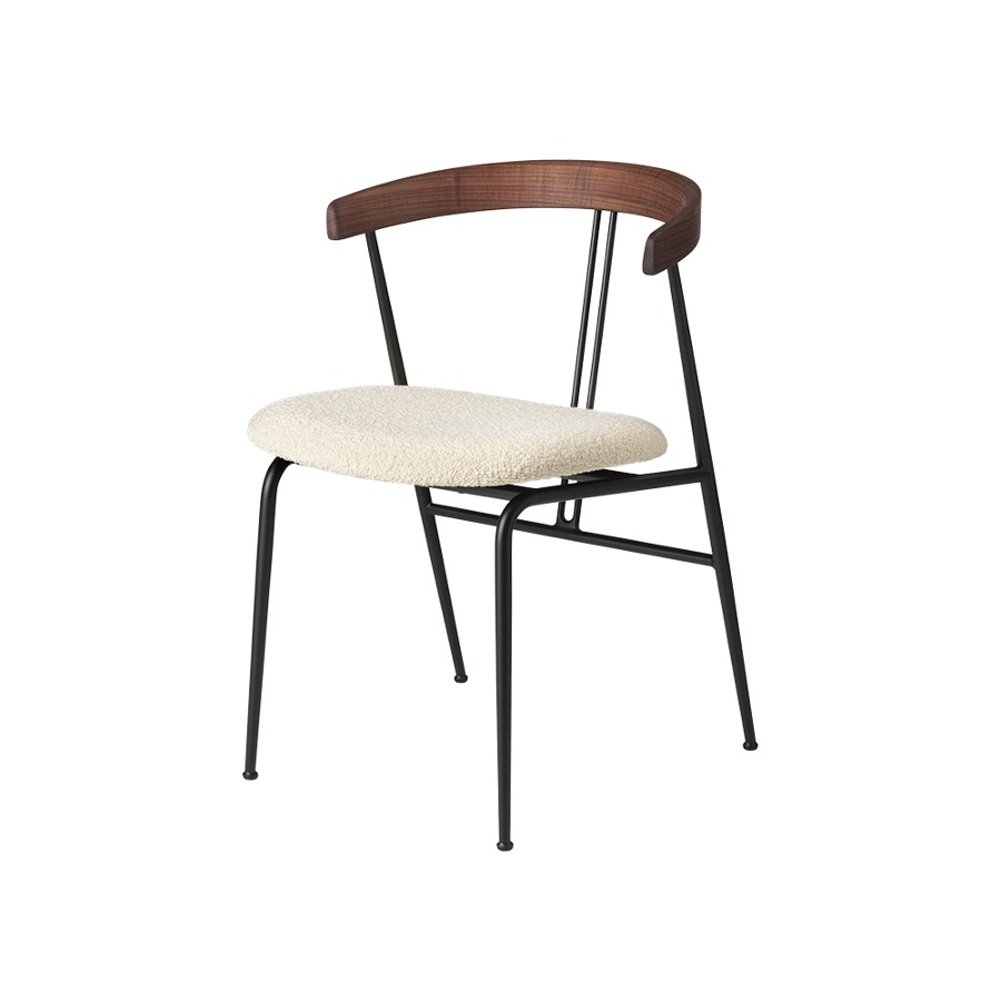구비 바이올린 다이닝 체어 Violin Dining Chair Seat Upholstered Walnut/Karakorum 001