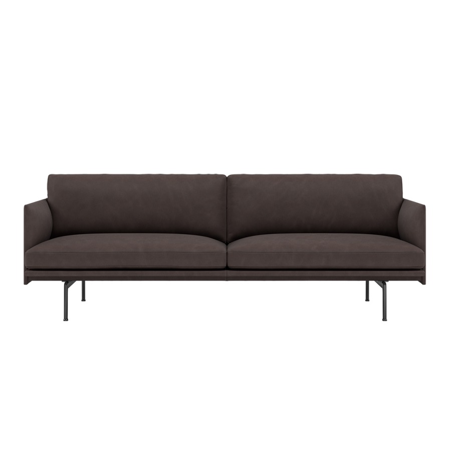 무토 아웃라인 소파 Outline Sofa 3seater Black/Allure Leather Dark Brown