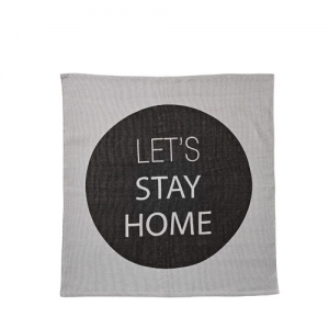 Rug w/print Let´s Stay Home Black Grey
