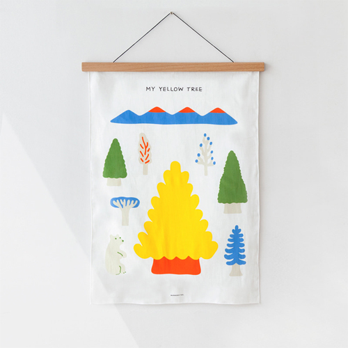 My Yellow TreeBlue Fabric Poster