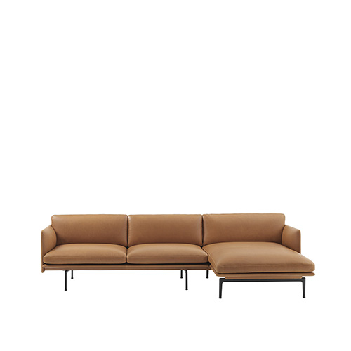 무토 아웃라인 소파 Outline Sofa Chaise Lounge - Right Black Base / Refine Leather Cognac