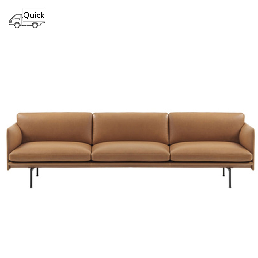 무토 아웃라인 소파 Outline Sofa 3½Seater Black Base / Refine Leather Cognac