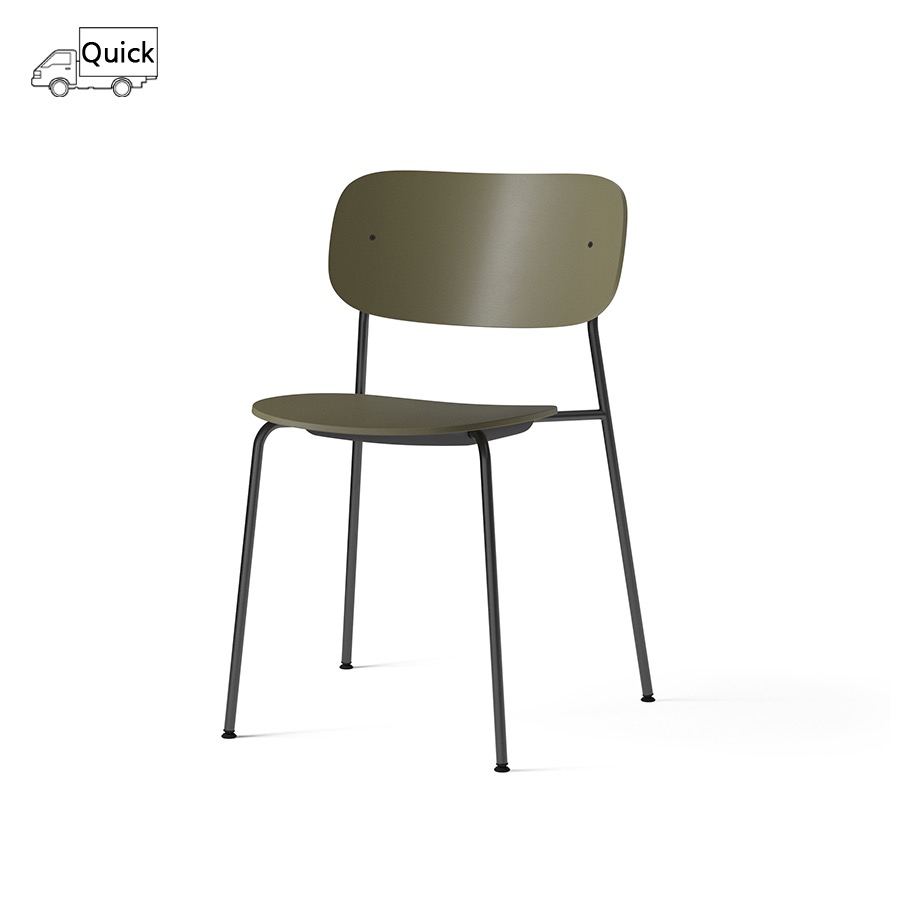 메누 코 체어 Co Chair Plastic Black Steel / Olive