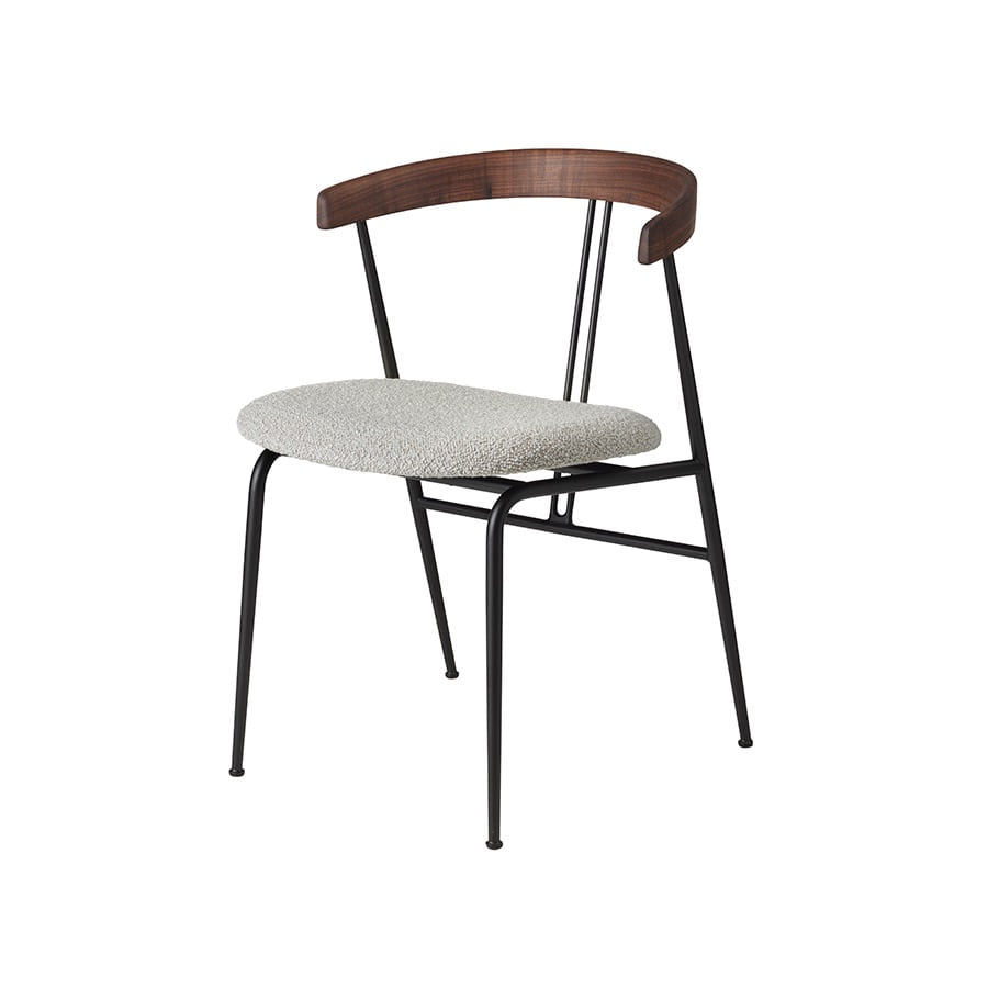 구비 바이올린 다이닝 체어 Violin Dining Chair Seat Upholstered, Black Base / Walnut