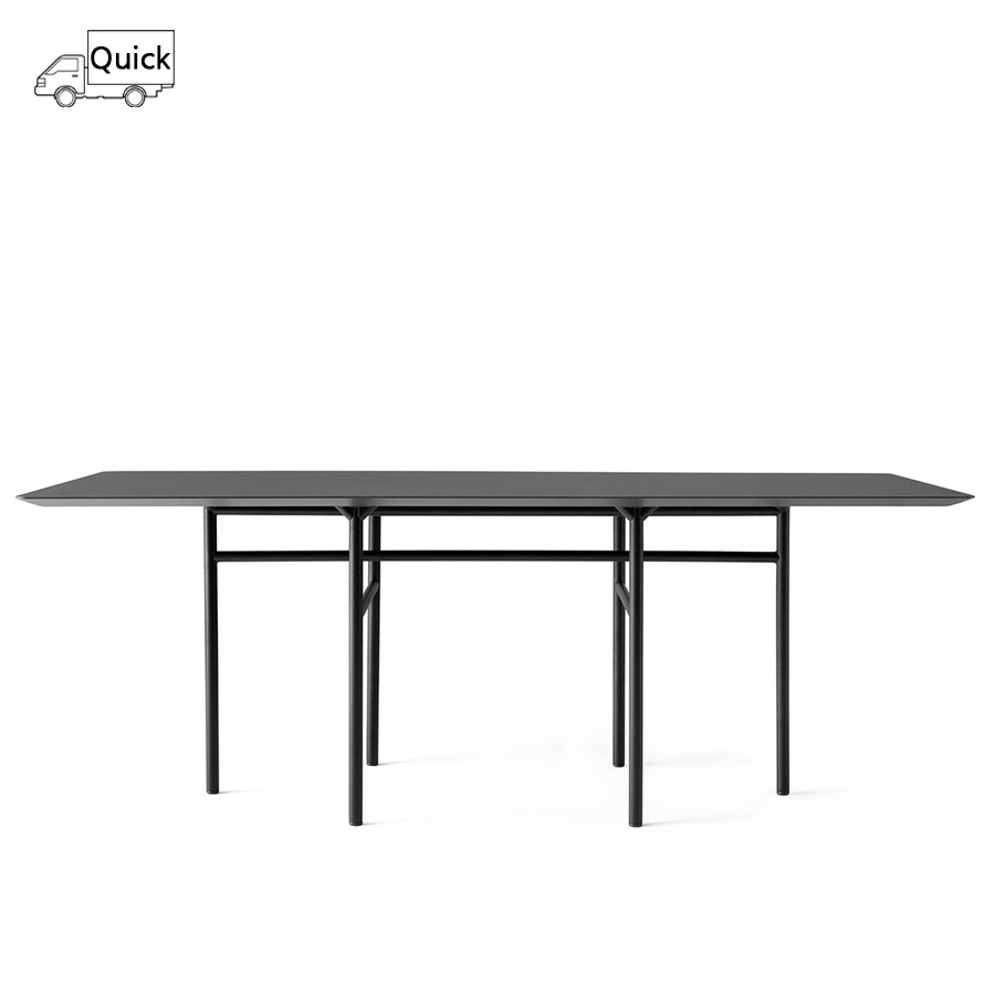 메누 스네어가드 다이닝 테이블 Snaregade Dining Table Rectangular Black Steel / Charcoal Linoleum