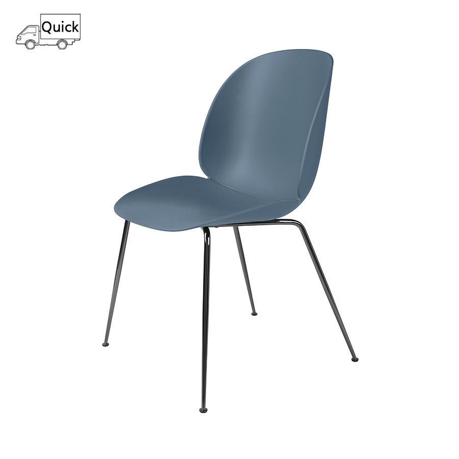 구비 비틀 다이닝 체어 Beetle Dining Chair Black ChromeFrame / Smoke Blue