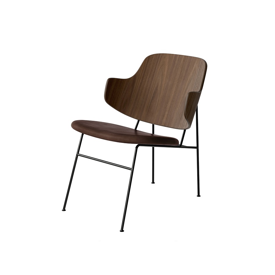 오도 코펜하겐 펭귄 라운지 체어 Penguin Lounge Chair, Seat Upholstered Black Steel / Walnut / Dakar 0329