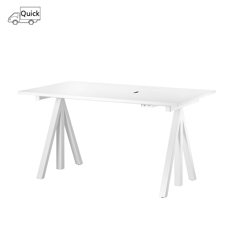스트링 시스템 웍스 테이블 String System Height adjustable work desks 140 x 78, White Laminate Top + White frame
