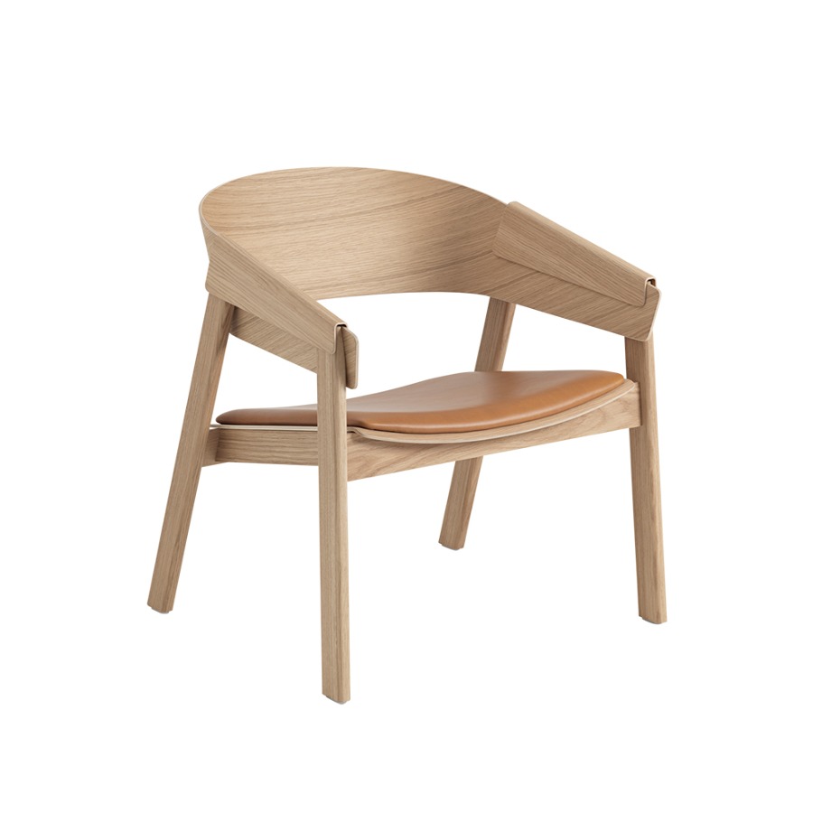 무토 커버 라운지 체어 Cover Lounge Chair, Seat Upholstered Cognac / Oak