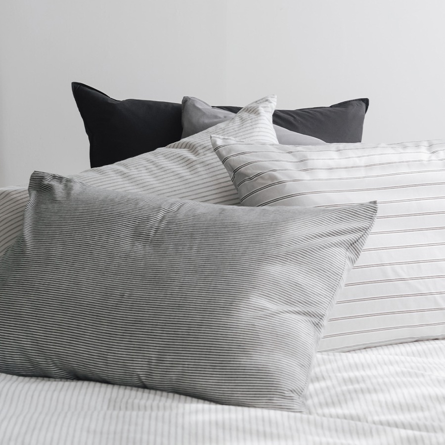 [ 60S x MARDI ] 베개커버 Pillows covers 3sizes Pebble Grey Stripe